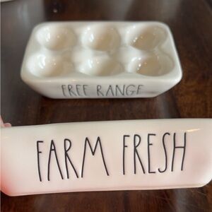 Rae Dunn Cream Egg Holder Food Storage (set of 2)